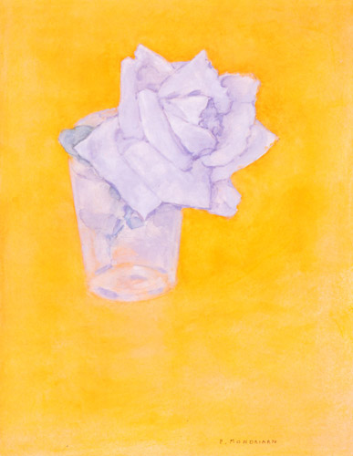 グラスに挿した白バラ [ピート・モンドリアン, 1921年, ピート・モンドリアン 1872-1944 虚空の楼閣より] パブリックドメイン画像 