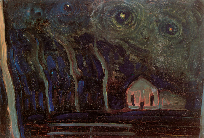 Landschap bij nacht [Piet Mondrian, 1907-08, from Mondrian: 1872-1944: Structures in Space]