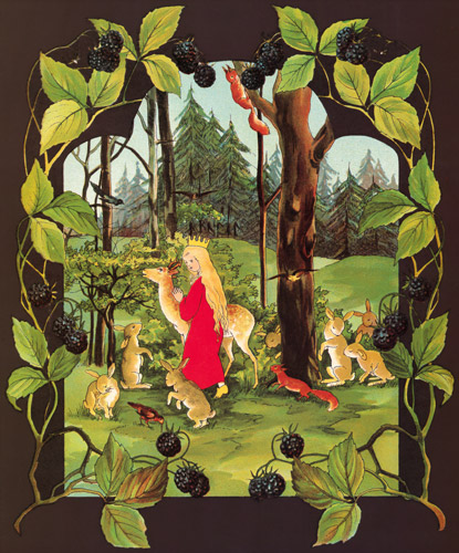 挿絵5 (動物たちと遊ぶお姫様） [ジビュレ・フォン オルファース, 森のおひめさまより] パブリックドメイン画像 