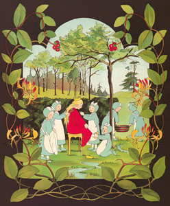 挿絵2 (お姫様の身支度を世話する露の子たち） [ジビュレ・フォン オルファース, 森のおひめさまより]のサムネイル画像