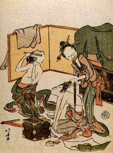 The Toba-e Collection Series : A Hairdresser [Katsushika Hokusai,  from Meihin Soroimono Ukiyo-e 9: Hokusai II] Thumbnail Images