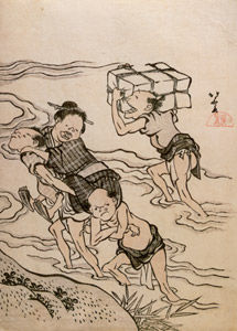 The Toba-e Collection Series : River Crossing [Katsushika Hokusai,  from Meihin Soroimono Ukiyo-e 9: Hokusai II] Thumbnail Images
