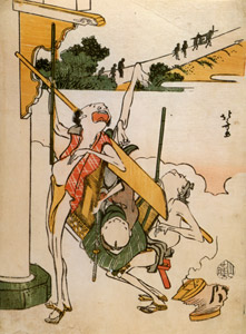 The Toba-e Collection Series : A Falling Palanquin Bearer [Katsushika Hokusai,  from Meihin Soroimono Ukiyo-e 9: Hokusai II] Thumbnail Images