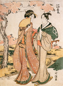 Spring Flowers for Osome and Hisamatsu (Eight Views of Tragic Lovers) [Katsushika Hokusai, 1798, from Meihin Soroimono Ukiyo-e 9: Hokusai II] Thumbnail Images