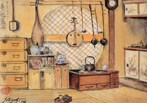 上二番町の自宅室内 10月15日 [ジョルジュ・ビゴー, ジョルジュ・ビゴー展 明治日本を生きたフランス人画家より]のサムネイル画像