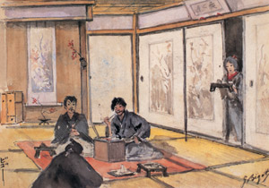 上二番町の自宅 [ジョルジュ・ビゴー, ジョルジュ・ビゴー展 明治日本を生きたフランス人画家より]のサムネイル画像