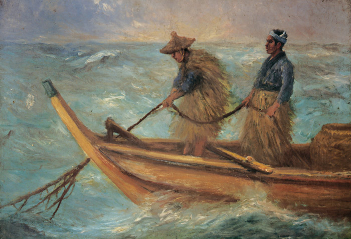 網を引く漁師 [ジョルジュ・ビゴー, ジョルジュ・ビゴー展 明治日本を生きたフランス人画家より] パブリックドメイン画像 