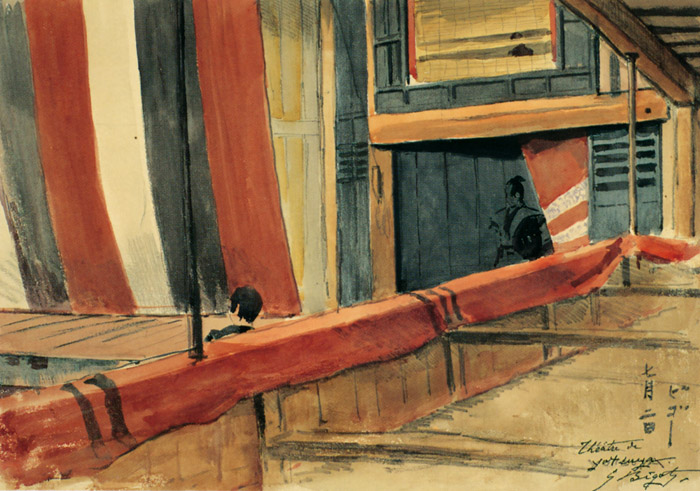 四谷の芝居小屋 7月2日 [ジョルジュ・ビゴー, ジョルジュ・ビゴー展 明治日本を生きたフランス人画家より] パブリックドメイン画像 