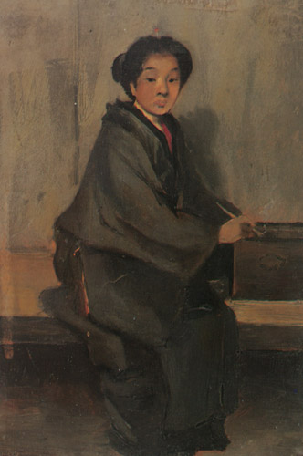 Portrait of O-Ren, young girl [Georges Ferdinand Bigot,  from Georges Bigot: Il y a cent ans, un artiste Francais au Japon]