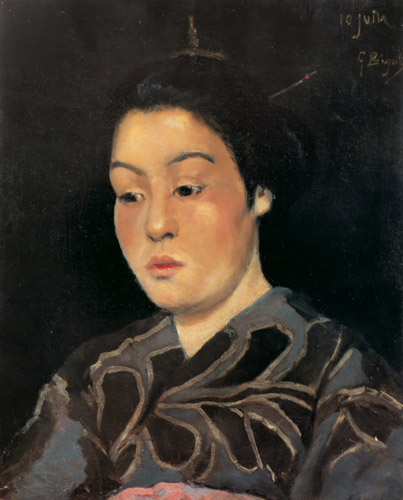Face of a young Japanese girl. June 10. [Georges Ferdinand Bigot,  from Georges Bigot: Il y a cent ans un artiste Francais au Japon]