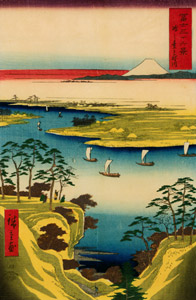 Wild Goose Hill and the Tone River [Utagawa Hiroshige, 1858, from Thirty-six Views of Mount Fuji (Nazotoki Ukiyo-e Sōsho)] Thumbnail Images