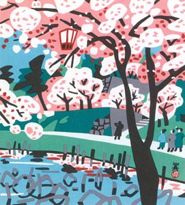 篠山の桜 [川西英, 兵庫百景IIより]のサムネイル画像