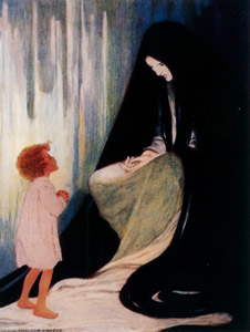 Are you ill, dear North Wind? (At the Back of the North Wind by George Macdonald) [Jessie Willcox Smith, 1916, from Jessie Willcox Smith: American Illustrator] Thumbnail Images