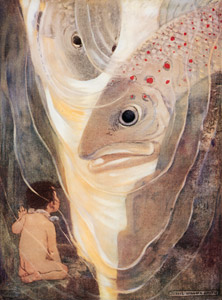 Oh, don’t hurt me!’ cried Tom. ‘I only want to look at you; you are so handsome’ (The Water Babies by Charles Kingsley) [Jessie Willcox Smith, 1916, from Jessie Willcox Smith: American Illustrator] Thumbnail Images