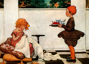 くるくる巻き毛のおじょうさん、僕のお嫁さんになって下さいませんか？ （マザーグース） [ジェシー・ウィルコックス・スミス, 1914年, ジェシー・W・スミス：アメリカンイラストレーターより]のサムネイル画像