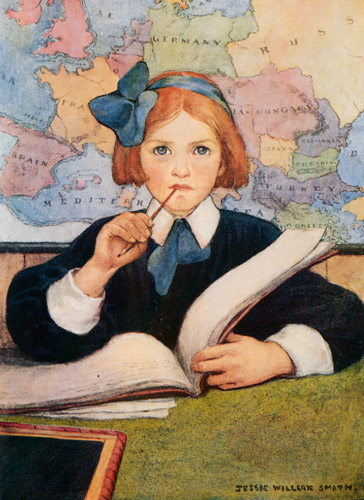 Then the Scholar (The Seven Ages of Childhood by Carolyn Wells) [Jessie Willcox Smith, 1909, from Jessie Willcox Smith: American Illustrator]