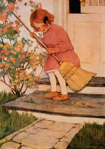 戸口の踏み段 [ジェシー・ウィルコックス・スミス, 1908年, ジェシー・W・スミス：アメリカンイラストレーターより] パブリックドメイン画像 