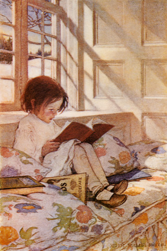Picture-books in Winter (A Child’s Garden of Verses by Robert Louis Stevenson) [Jessie Willcox Smith, 1905, from Jessie Willcox Smith: American Illustrator]