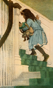 彼女は上の階に通じる階段を昇り始めました [ジェシー・ウィルコックス・スミス, 1904年, ジェシー・W・スミス：アメリカンイラストレーターより]のサムネイル画像