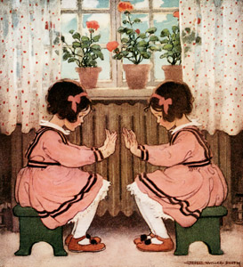 自宅でくつろぐ双子 [ジェシー・ウィルコックス・スミス, 1924年, ジェシー・W・スミス：アメリカンイラストレーターより]のサムネイル画像