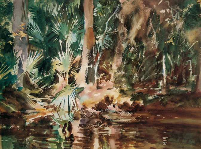 棕櫚の木、フロリダ [ジョン・シンガー・サージェント, 1917年, サージェント展 （1989）より] パブリックドメイン画像 