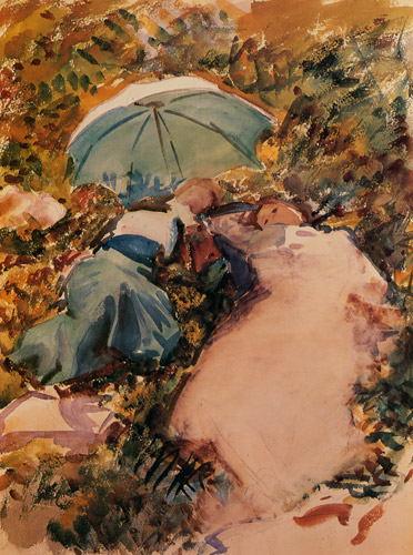 On the Simplon (Two Women with a Parasol) [John Singer Sargent, 1911, from Sargemt Exhibition]
