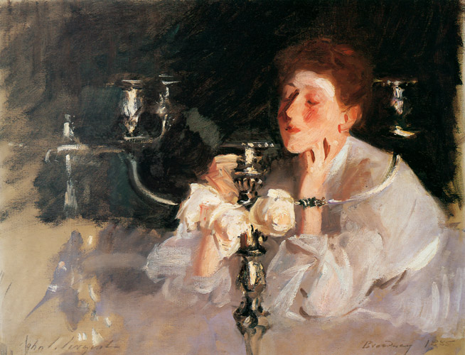 燭台を持つ夫人 [ジョン・シンガー・サージェント, 1885年, サージェント展 （1989）より] パブリックドメイン画像 