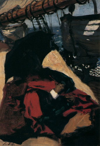 船上の画家の母 [ジョン・シンガー・サージェント, 1876年, サージェント展 （1989）より] パブリックドメイン画像 