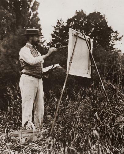 スケッチするサージェント [1883-1885年頃, サージェント展 （1989）より] パブリックドメイン画像 