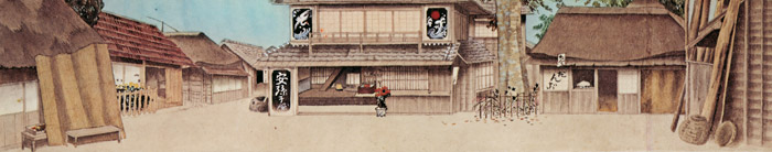 Plan of Stage Setting for Ippongatana Dohyoiri 1 [Komura Settai, 1931, from Komura Setsudai Exhibition Catalog (1983)]
