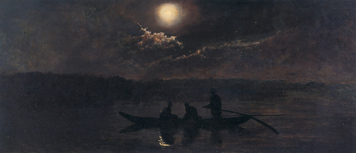 Moonlit Night in Nakasu [Takahashi Yuichi, c.1877, from Takahashi Yuichi: A Pioneer of Modern Western-style Painting]