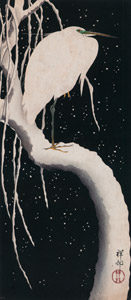 雪の枝に白鷺 [小原古邨, 版画芸術 181号より]のサムネイル画像