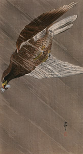 White-tailed Eagle in the Rain [Ohara Koson,  from Hanga Geijutsu no.181] Thumbnail Images