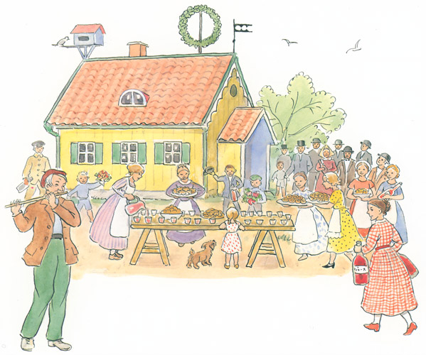 Plate 18 (Peter’s New House Completion Party) [Elsa Beskow,  from Peter’s Old House]