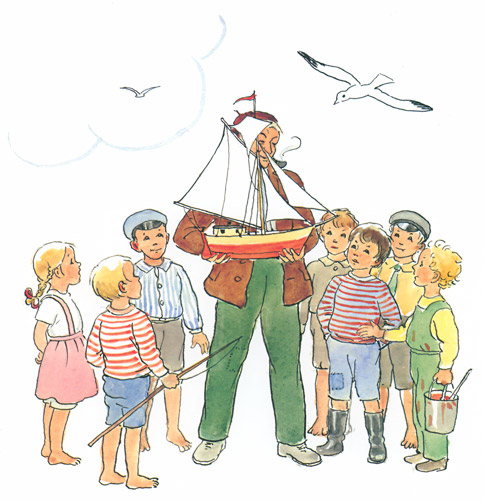Peter Built Toy Boats for the Children [Elsa Beskow, from Peter’s Old House]