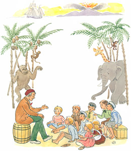 子供たちに船旅のことを話すペーテルおじさん [エルサ・ベスコフ, ペーテルおじさんより]のサムネイル画像