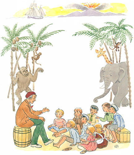 Peter Talking to the Children about the Voyage [Elsa Beskow,  from Peter’s Old House]
