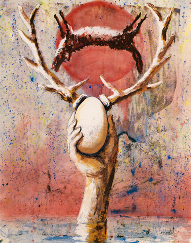 角のはえた卵 [エドガー・エンデ, 1962年, エンデ父子展より] パブリックドメイン画像 