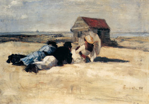 Three persons on the beach [James Ensor, 1882, from James Ensor Exhibition Catalogue 1983-84] Thumbnail Images