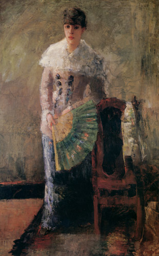 扇を持てる婦人 [ジェームズ・アンソール, 1880年, アンソール展 仮面と幻想の巨匠より] パブリックドメイン画像 