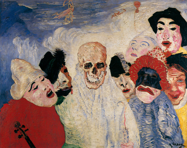 仮面と死神 [ジェームズ・アンソール, 1897年, アンソール展 仮面と幻想の巨匠より] パブリックドメイン画像 