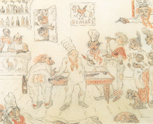玉突きをするウェイターとコックたち [ジェームズ・アンソール, 1903年, アンソール展 仮面と幻想の巨匠より]のサムネイル画像