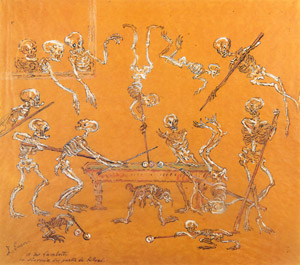 Skeletons playing billiards [James Ensor, 1903, from James Ensor Exhibition Catalogue 1983-84] Thumbnail Images
