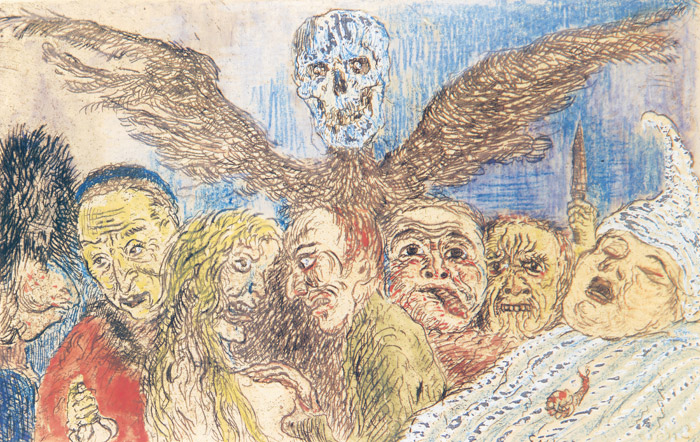 Series “The deadly sins”: The deadly sins dominated by death [James Ensor, 1904, from James Ensor Exhibition Catalogue 1983-84]