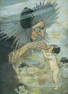Plate 9 (Mrs. Be-done-by-as-you-did. “Little boys who are only fit to play with sea-beasts cannot go there,” she said.) [Jessie Willcox Smith,  from The Water Babies] Thumbnail Images