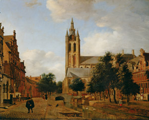 The Oude Delft Canal and the Oude Kerk, Delft [Jan van der Heyden, c.1675, from Vermeer and the Delft Style Exhibition] Thumbnail Images