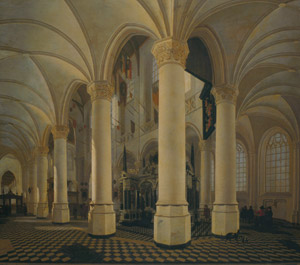 デルフト新教会の回廊 [ヘラルト・ハウクヘースト, 1651年頃, フェルメール展 光の天才画家とデルフトの巨匠たちより]のサムネイル画像