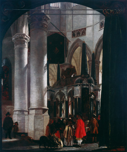 デルフト新教会の内部 [エマヌエル・デ・ウィッテ, 1665年頃, フェルメール展 光の天才画家とデルフトの巨匠たちより] パブリックドメイン画像 