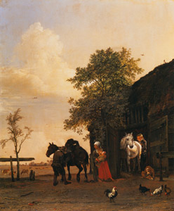 Figures with Horses by a Stable [Paulus Potter, c.1647, from Vermeer and the Delft Style Exhibition] Thumbnail Images