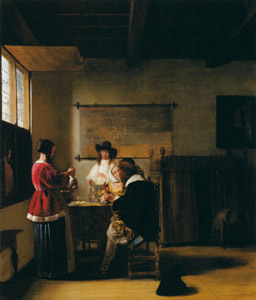 陽気な仲間の二人の男と二人の女 または 訪問 [ピーテル・デ・ホーホ, 1657-1658年頃, フェルメール展 光の天才画家とデルフトの巨匠たちより]のサムネイル画像